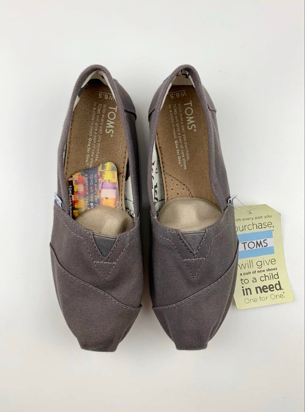 Toms Classic Alpargata Ash Grey Canvas Slip On Shoes Flats Women's 6.5
